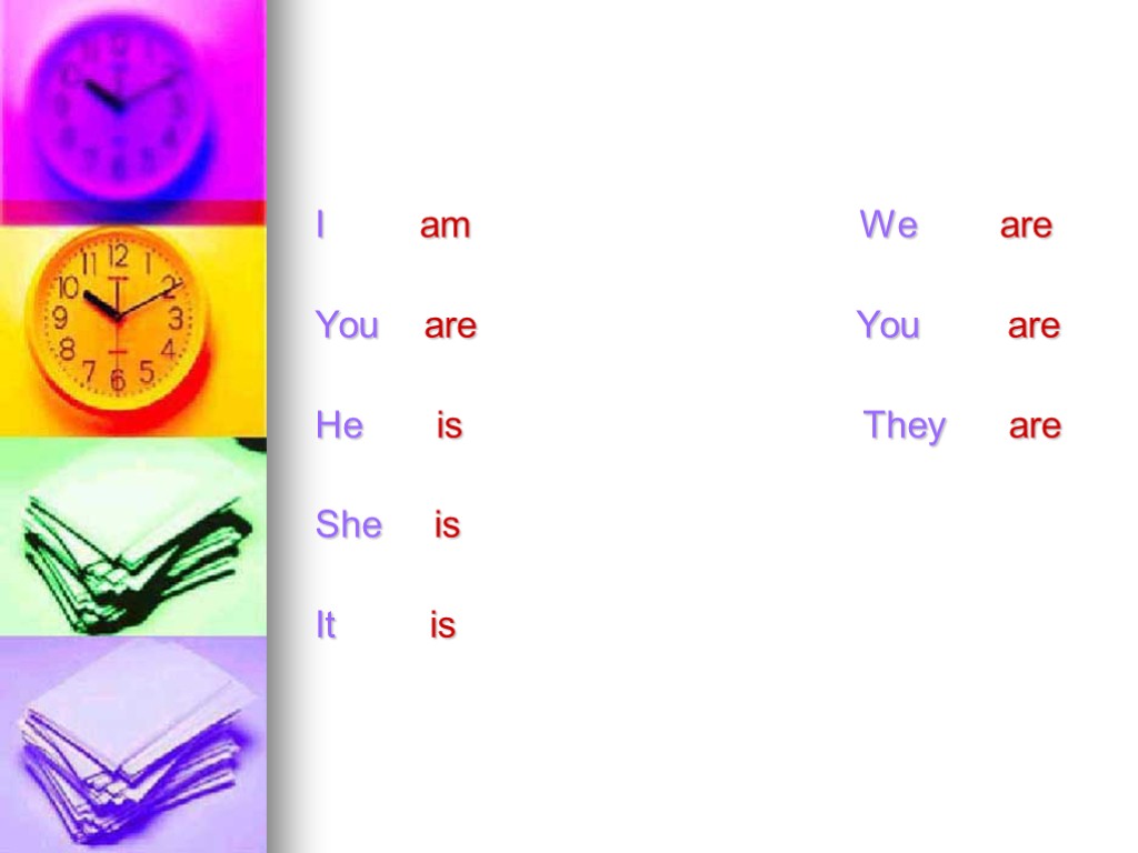 I am We are You are You are He is They are She is